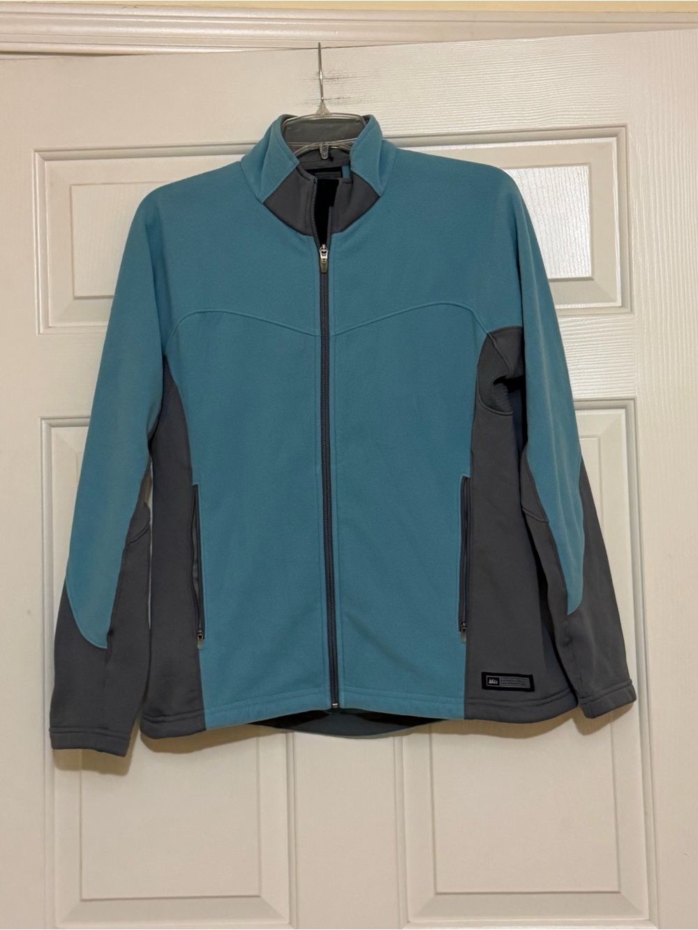 REI Women’s Light Blue & Gray Full Zip PolarTec Fleece Jacket Size Medium M